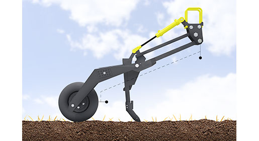 PHD bottom arm is continuous from the packer wheel to the drill frame