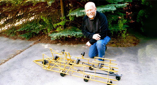 Terry Friggstad with a model of his concept unit.