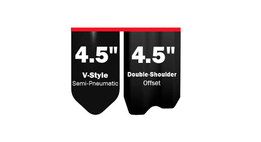 Wide semi-pneumatic double-shoulder offset and V-Style semi-pneumatic packer wheel options
