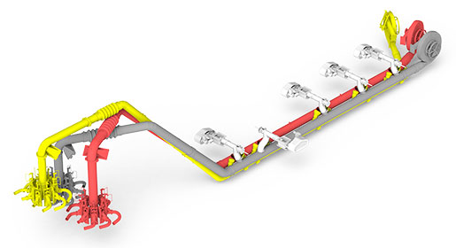 The TriMax™ Triple-Shoot System provides three individual product streams.