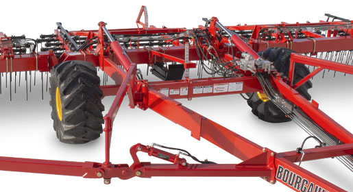 The Bourgault XR Harrow large tires provides exceptional flotation