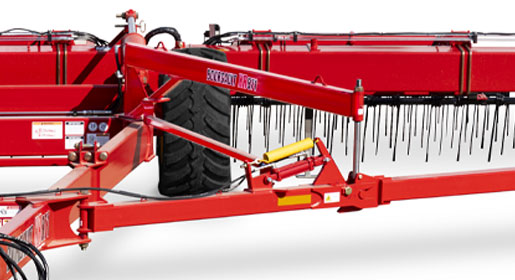 The solid pull arm system controls the folding and unfolding of the Bourgault XR Harrows