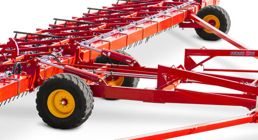 The Bourgault XR Harrow large tires provides exceptional flotation