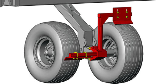 Wing mounted mud scrapers clean off the tires to maintain a consistent working depth